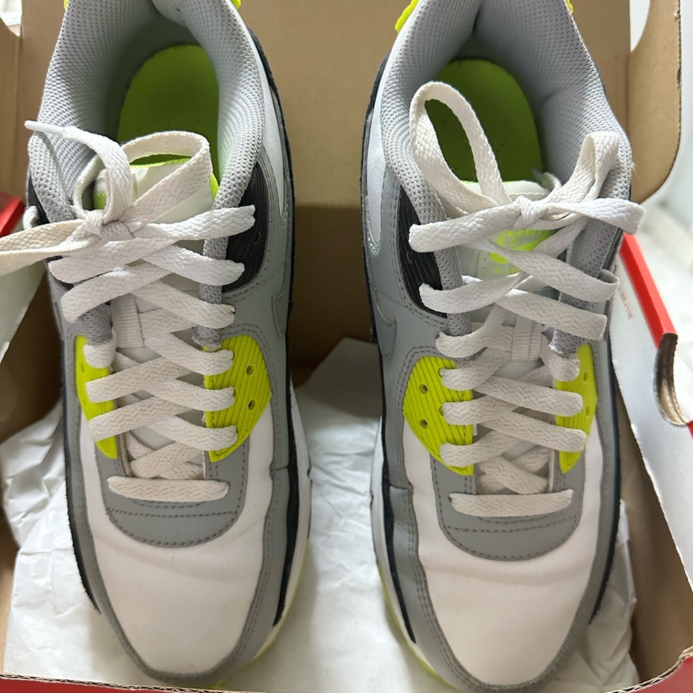 Nike Air Max Sneakers White Gray Black Neon Yellow - Picture 4 of 6